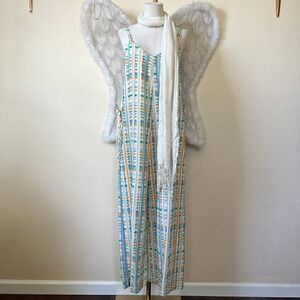 Bright Indie Jumpsuit Wide‎ Leg Striped Lightweight Boho S Side Ties Colorful